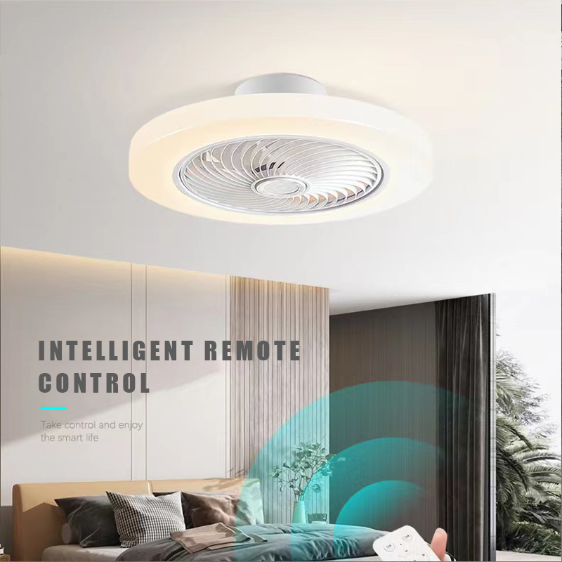 Double circle wood 46cm DC fan light Nordic solid wood bedroom study dining room ceiling fan