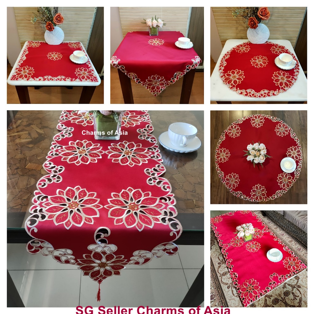 SG seller ready stock) Embroidery table runner table cloth