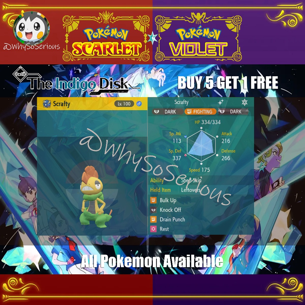 Pokemon Scarlet and Violet Shiny Battle Ready Scrafty (Digital Game ...