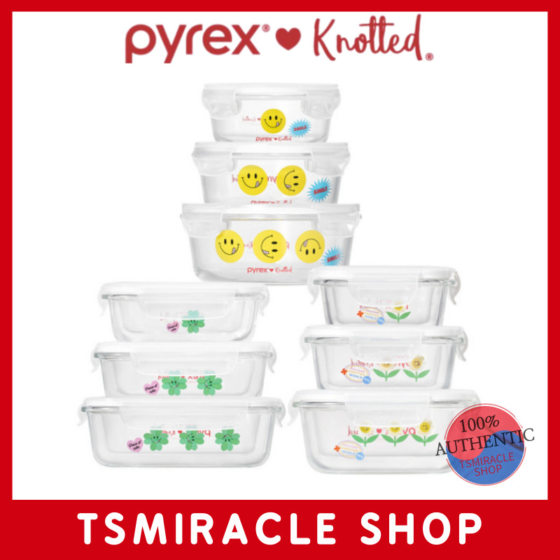 CORELLE PYREX Knotted Glass Airtight Container Collection(Square