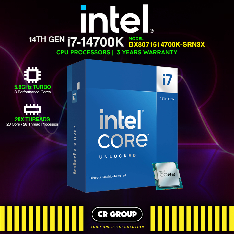 Intel Core i7-14700KF 3.4 GHz 20-Core LGA 1700 14th Gen Processor, 20 Cores  & 28 Threads, 30MB Cache Memory, 5.6GHz MaxTurbo Boost, Dual-Channel  DDR5-5600 / 192GB Max Memory