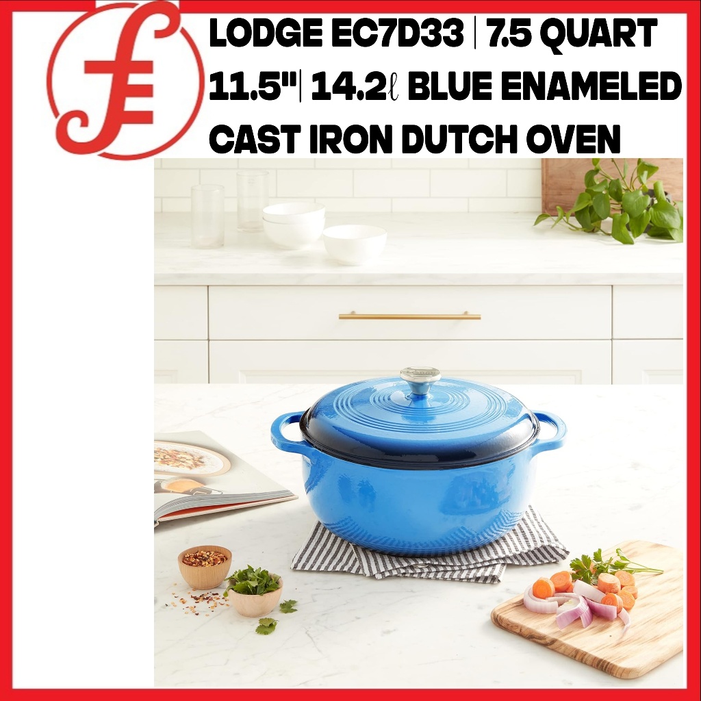 Lodge EC7D33 7.5 Quart 11.5" 14.2ℓ Blue Enameled Cast Iron Dutch