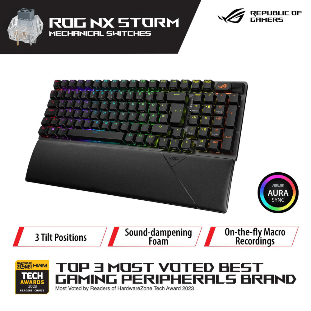 ROG Strix Scope II Gaming Keyboard - 100& Full Size, Prelubed ROG NX ...