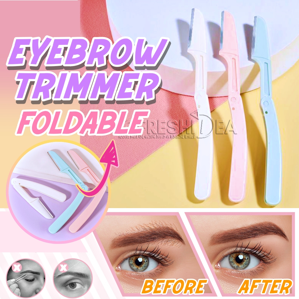 Eyebrow Trimmer Safety Razor Blade Foldable Face Hair Shaver Facial Eye ...