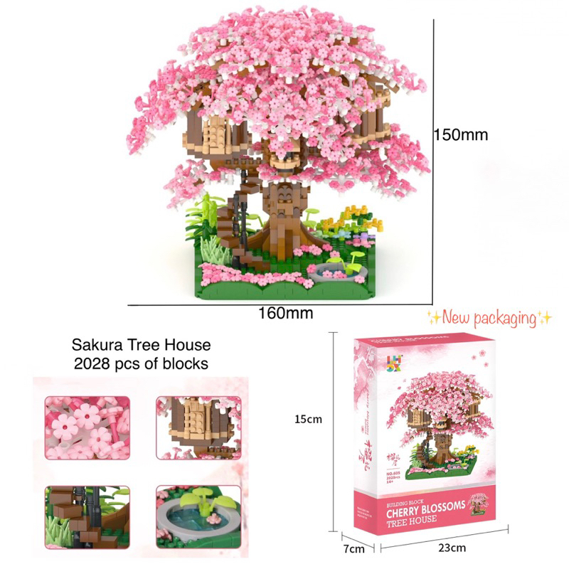 [SG] Sakura Tree House Nano Building Blocks Cherry Blossom Mini Bricks ...