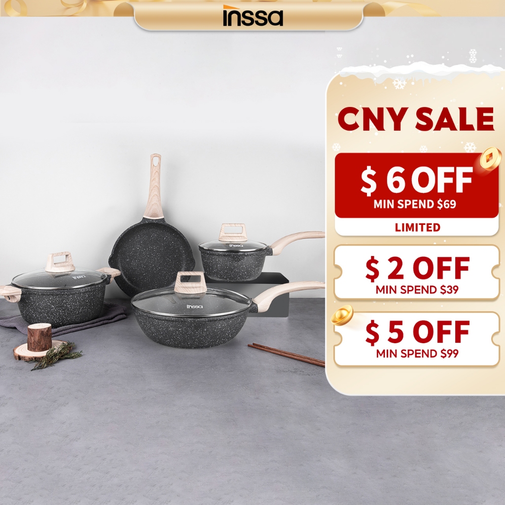 INSSA Non Stick Saucepan/Wok/Soup Pot/Frying Pan NonPFOA Induction