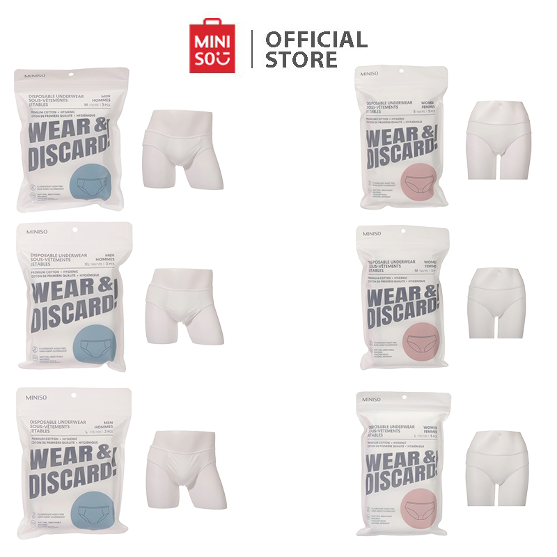 MINISO Men's Disposable Underwear (3 pcs) (M/XL/L)/Women's Disposable  Underwear (5 pcs) (S/M/L)