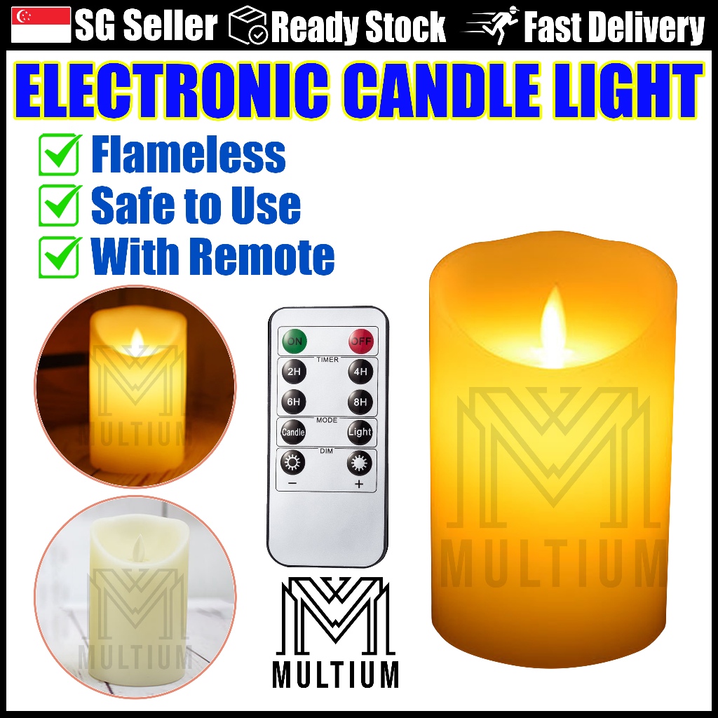 Electronic Candle Light 15cm set w/ Remote | LED Candle Flameless | LED ...