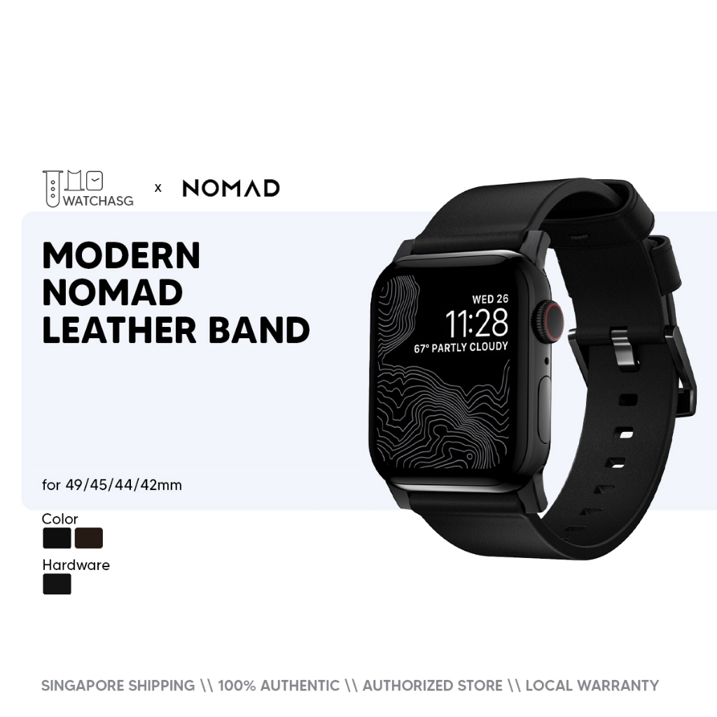 NOMAD Modern by Nomad Leather Watch Band for App le Watch 49mm