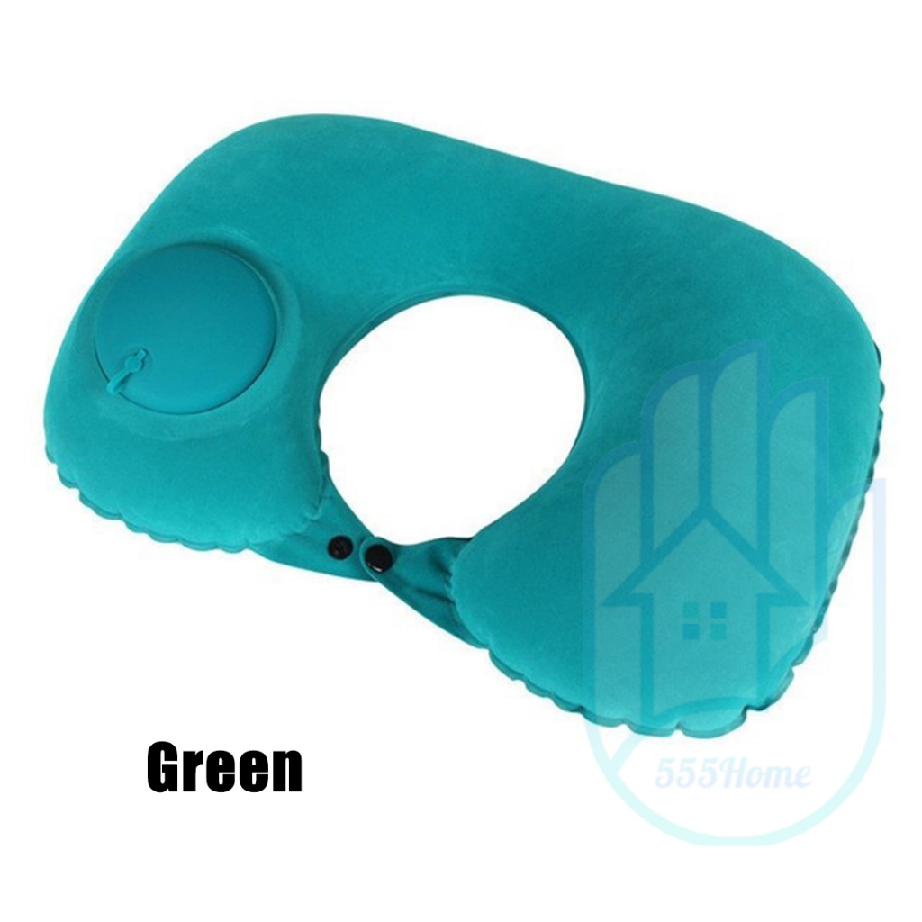 HIKENTURE Inflatable Travel Neck Pillow - Adjustable Airplane Pillow With 3 Buttons (Grey)