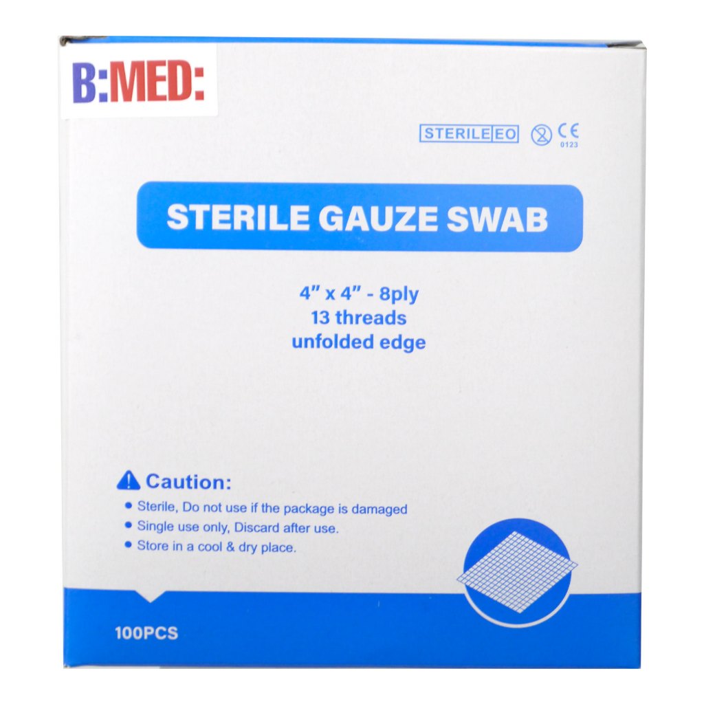 B:MED: Sterile Gauze Swab 4" X 4" (20x5s=100s) | Shopee Singapore