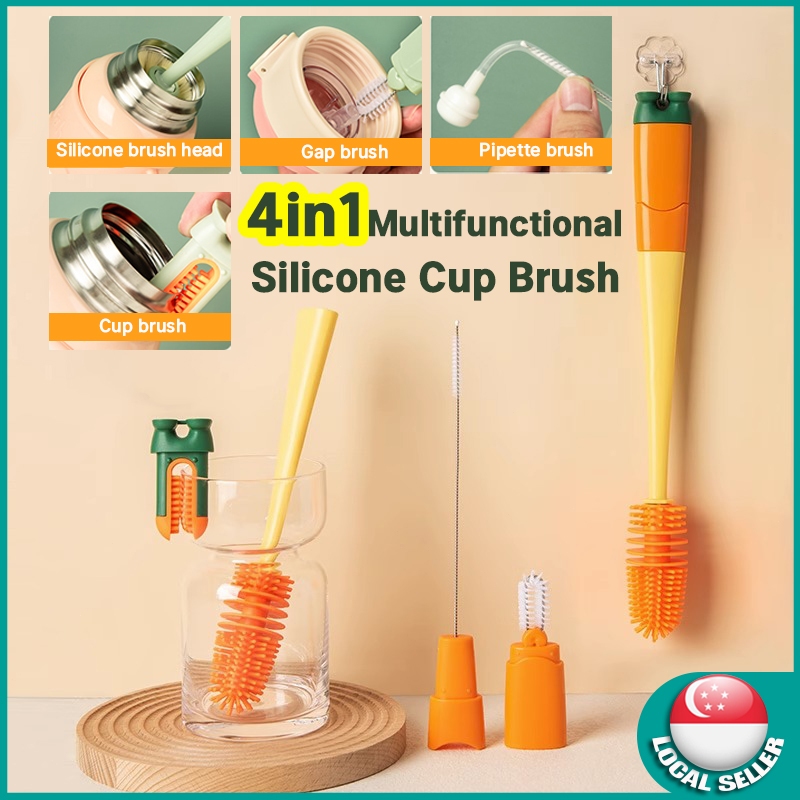 🇸🇬【SG stock】4in1 Bottle brush cleaner 【Mouth Brush + Straw Brush
