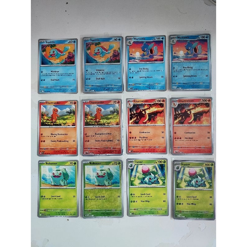 Pokemon 151 Charmander Charmeleon Squirtle Wartortle Bulbasaur Ivysaur ...