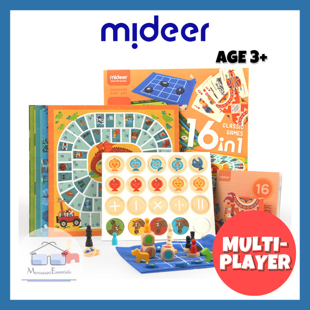Mideer 16 in 1 Classic Board Games Family Children Bonding Game Kids ...