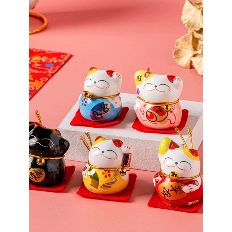 🧧SG～❤️Lucky Fortune Cat❤️（5pcs）Daruma Ceramic Fortune Cat