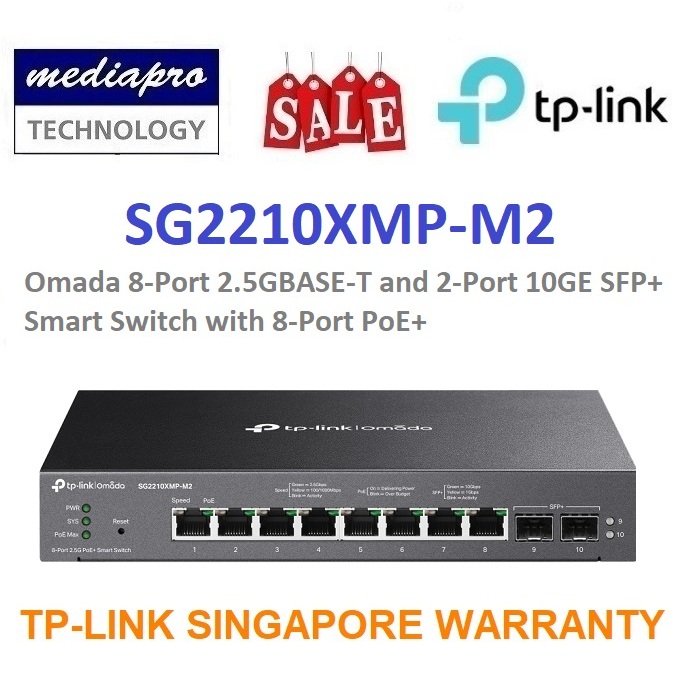 TP-LINK SG2210XMP-M2 Omada 8-port 2.5GBASE-T and 2-port 10GE SFP+ Smart ...