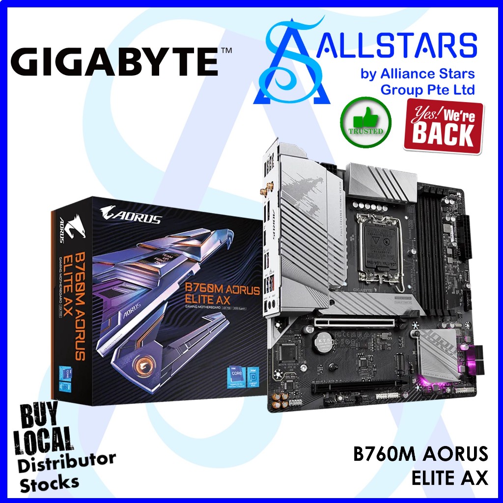 (ALLSTARS DIY Mainboard PROMO) Gigabyte B760M AORUS Elite AX Intel LGA1700 Mainboard (Warranty