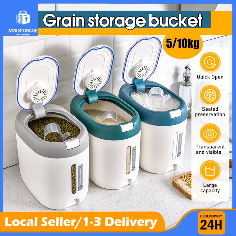 【SG Seller】5kg/10kg Kitchen Rice Container/Food Storage Grain Storage ...