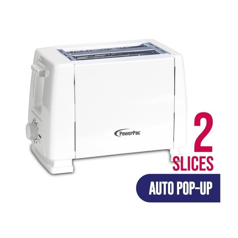 PowerPac Bread Toaster 2 slice Pop-Up with Defrost and Re-heat (PPT02 ...