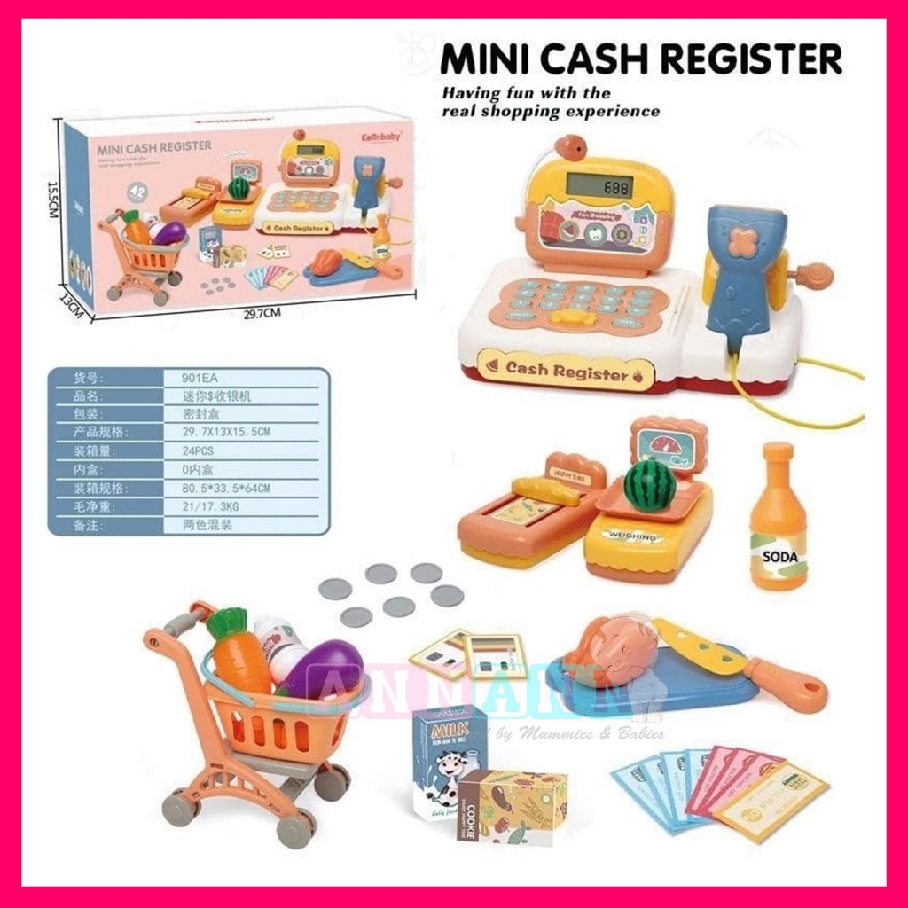 Cash Register Supermarket Cashier POS Machine Toy Shop Kitchen Pretend ...