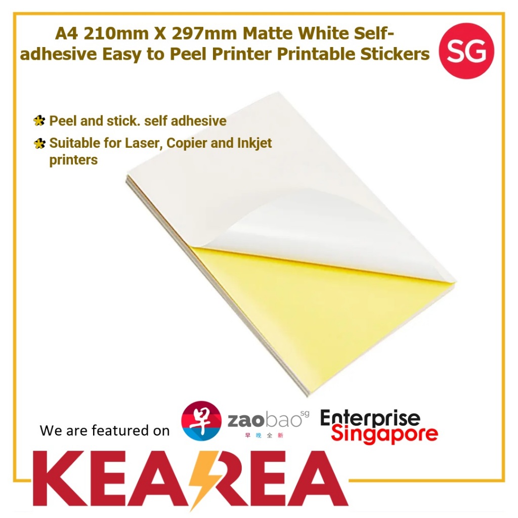 A4 210mm X 297mm White Self-Adhesive Easy To Peel Printer Printable