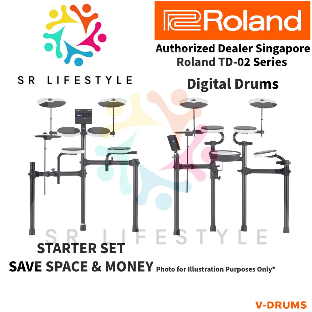 Roland TD-02 Series TD-02K TD-02KV Digital Electronic Drum Kit Set TD V ...