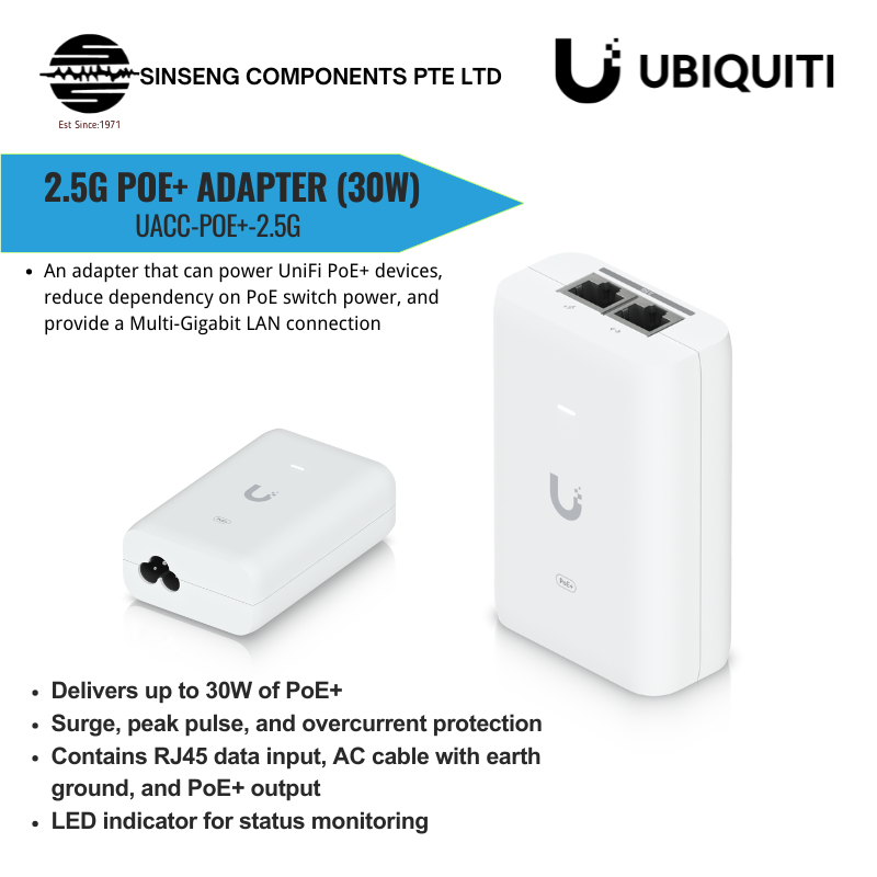 Ubiquiti Unifi 2.5G PoE+ Adapter Injector (30W) UACC-PoE+-2.5G | Shopee ...