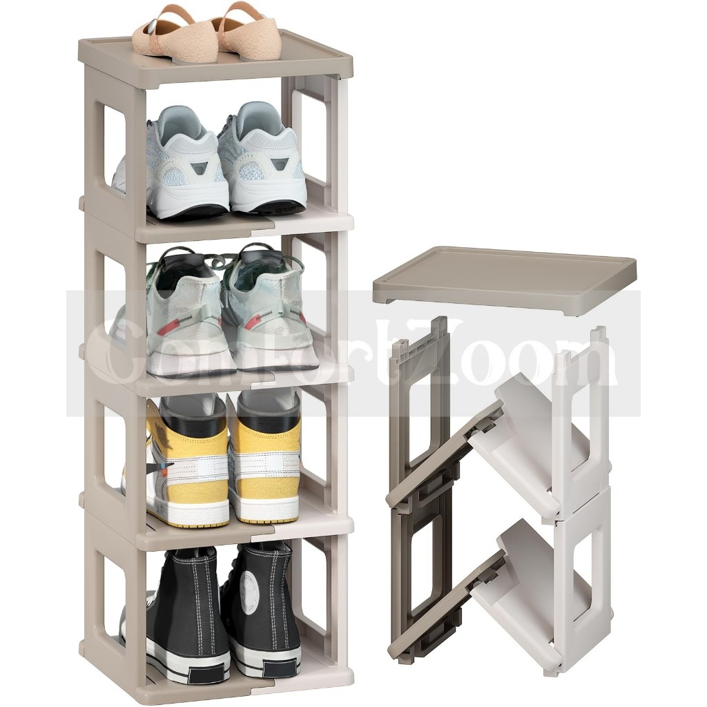 Foldable Shoe Rack for Closet / Plastic Shoe Tower for Sneaker / Space ...