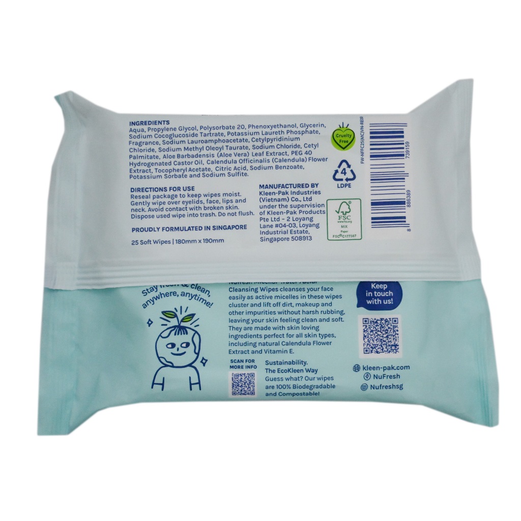 NUFRESH 3-IN-1 MICELLAR WATER FACIAL CLEANSING WIPES 25S (FSC® MIX ...