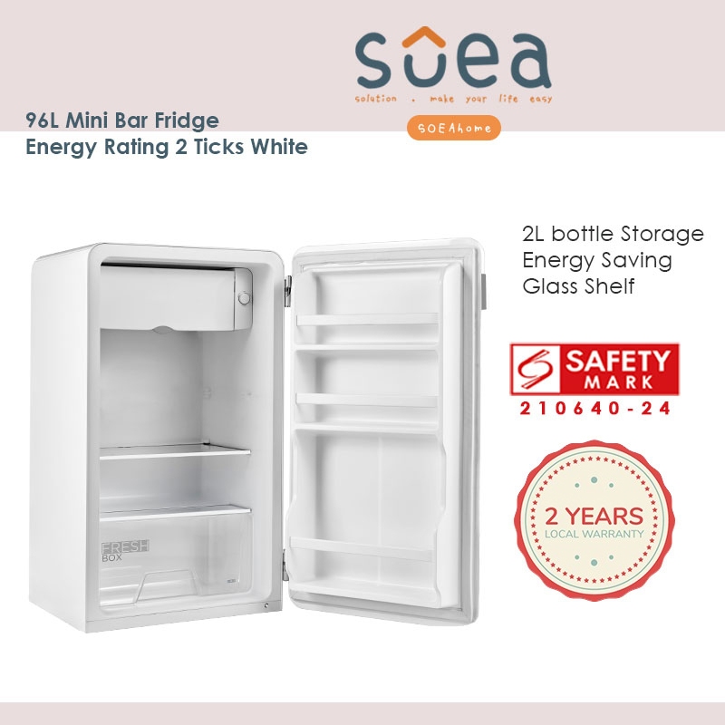 Midea 96L Mini Bar Fridge, Energy Rating 2 Ticks White,MDRD142FGB01SG