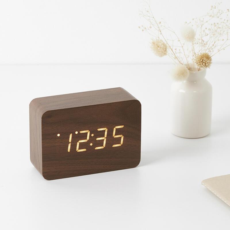 [ARTBOX OFFICIAL] From Korea Brown Wood Table Desk Bedroom LED Clock ...