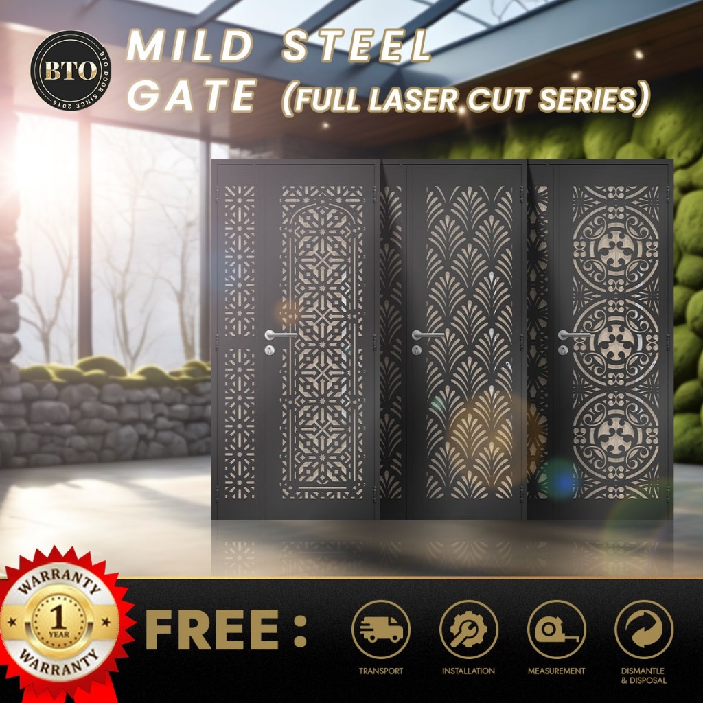 Mild Steel Main Gate, HDB Gate, BTO Resale Gate, Full Laser Cut Gate ...