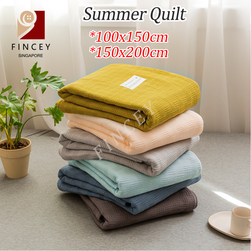 【SG】Summer Blanket 100 Cotton Blanket Waffle Weave Bed Thin Towel