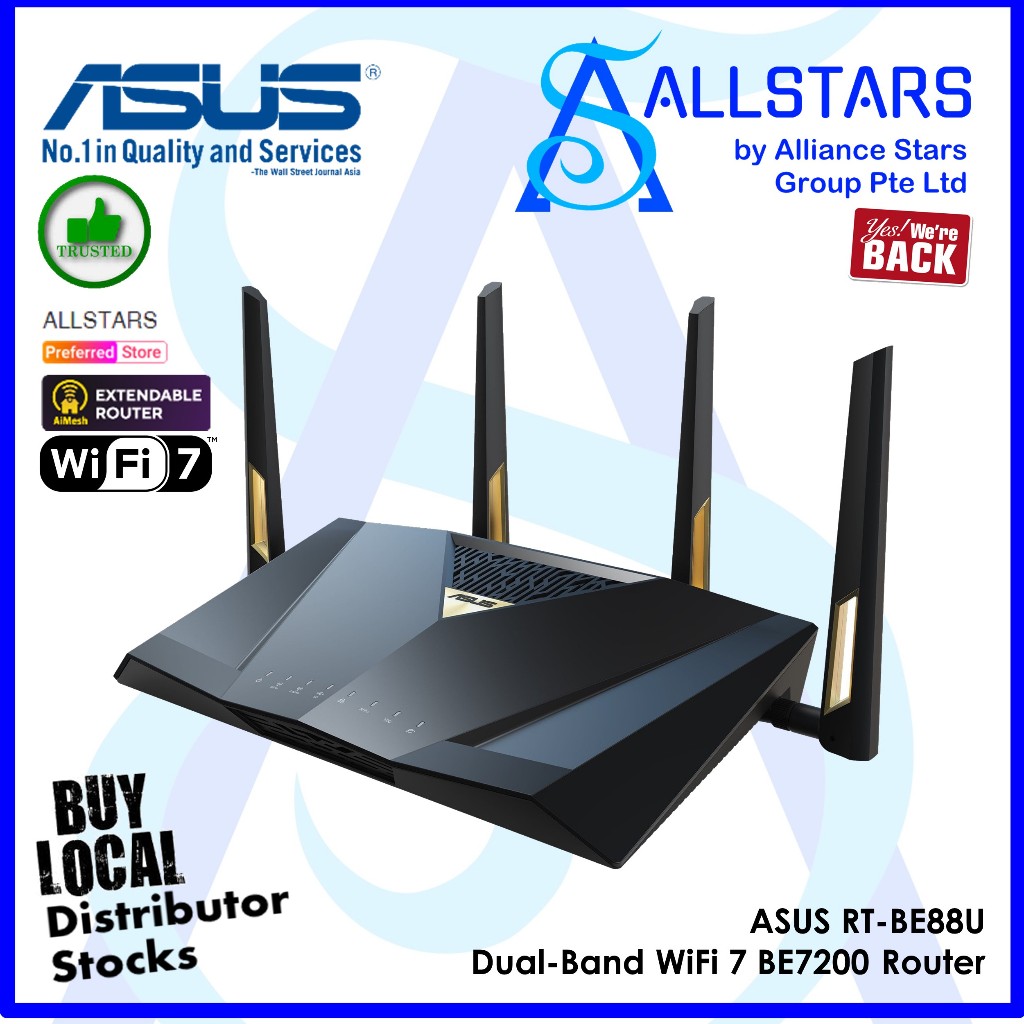 SUS RT-BE88U Dual-band WiFi 7 BE7200 AiMesh Extendable Performance ...