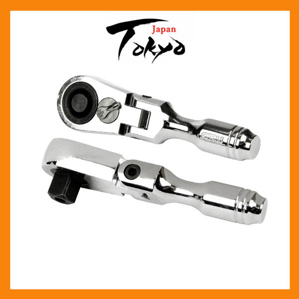 3-Piece Stubby Flex Head Ratchet Set - 1/4", 3/8", 1/2" Drive, Flexible Handles For Tight Spaces