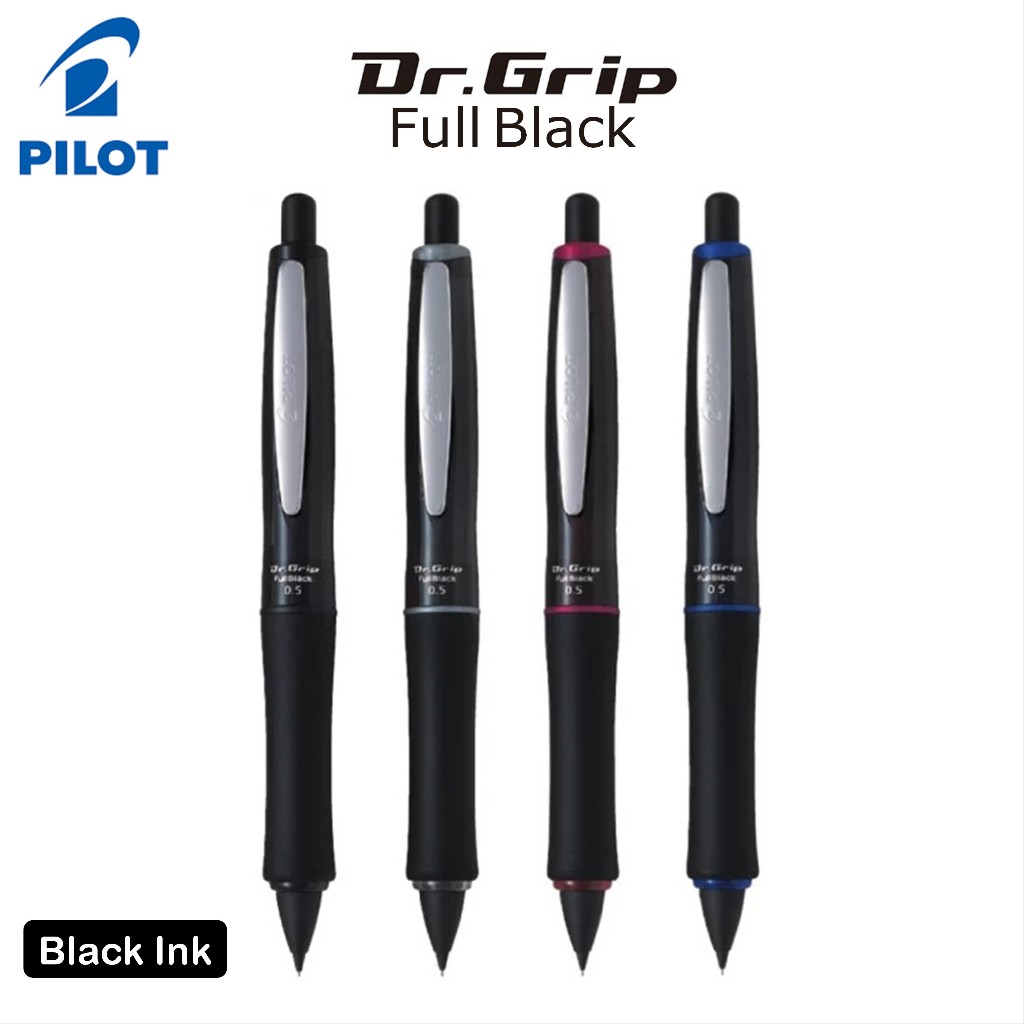 Pilot Dr. Grip Full Black Ergonomic Ballpoint Pen 0.7mm Quick-dry ...