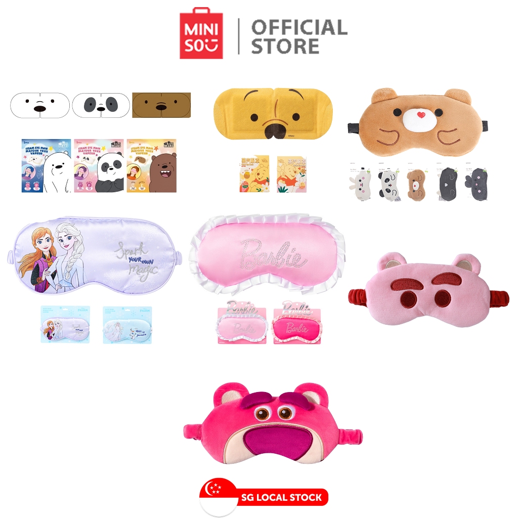 MINISO Eye Mask (We Bare Bears/ Winnie the Pooh/ Cartoon Animals) Steam Eye Mask (Barbie/ Frozen