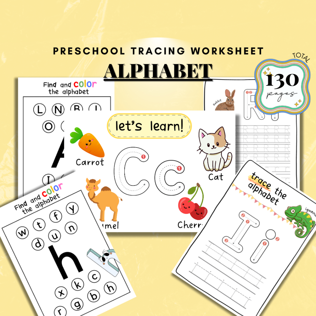 Alphabet Letter Tracing Worksheets Toddler Handwriting Practice Sheets ...