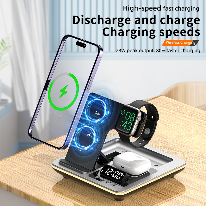5 in 1 Fast Magnetic Wireless Charger Stand Charging Station | Shopee ...