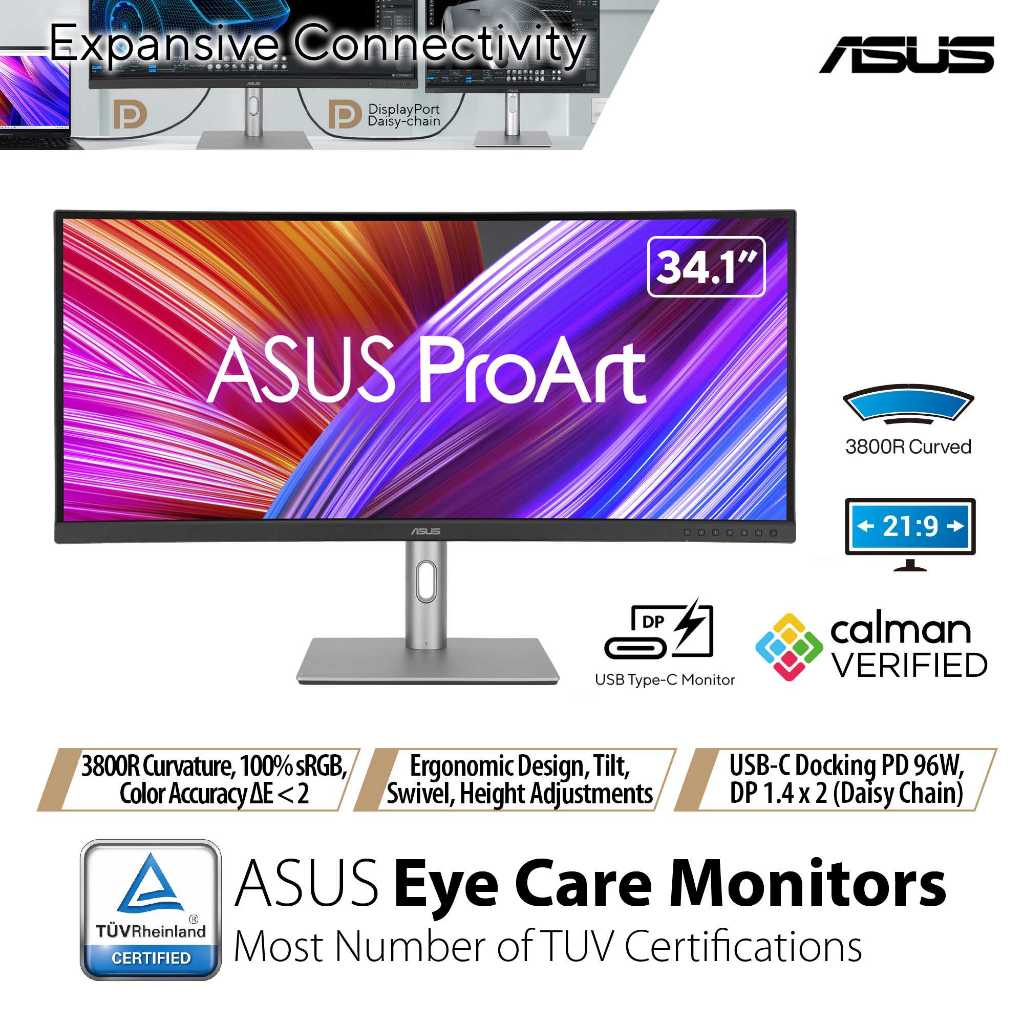 [New Arrival 2024] ASUS ProArt Display PA34VCNV Curved Professional ...