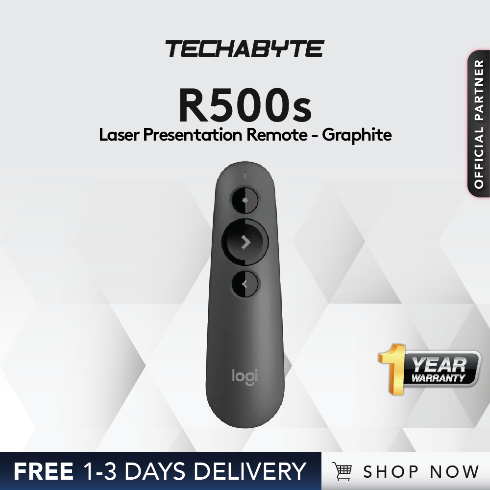 Logitech R500s Laser Pointer Presentation Remote (Graphite/Mid Grey