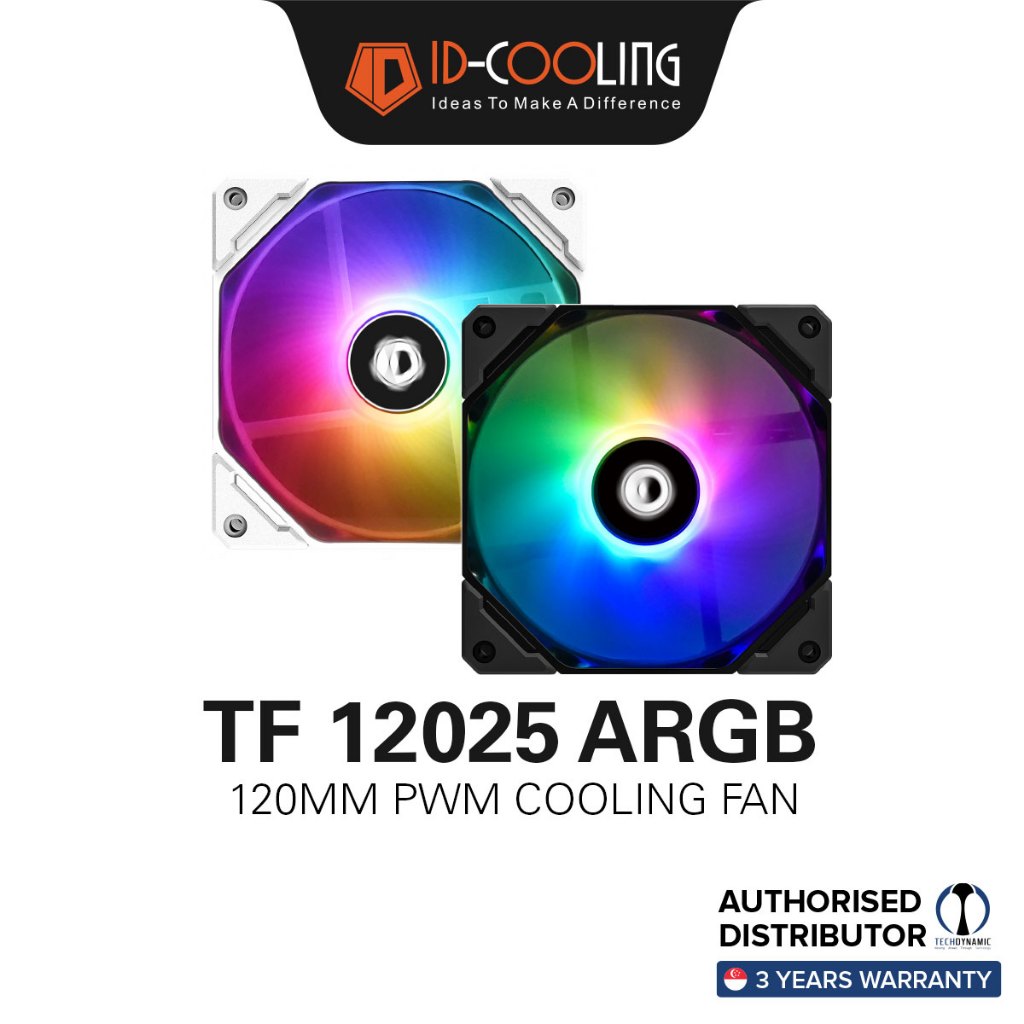 IDCOOLING TF 12025, ARGB 120mm PWM Cooling Fan in 2 Color Options