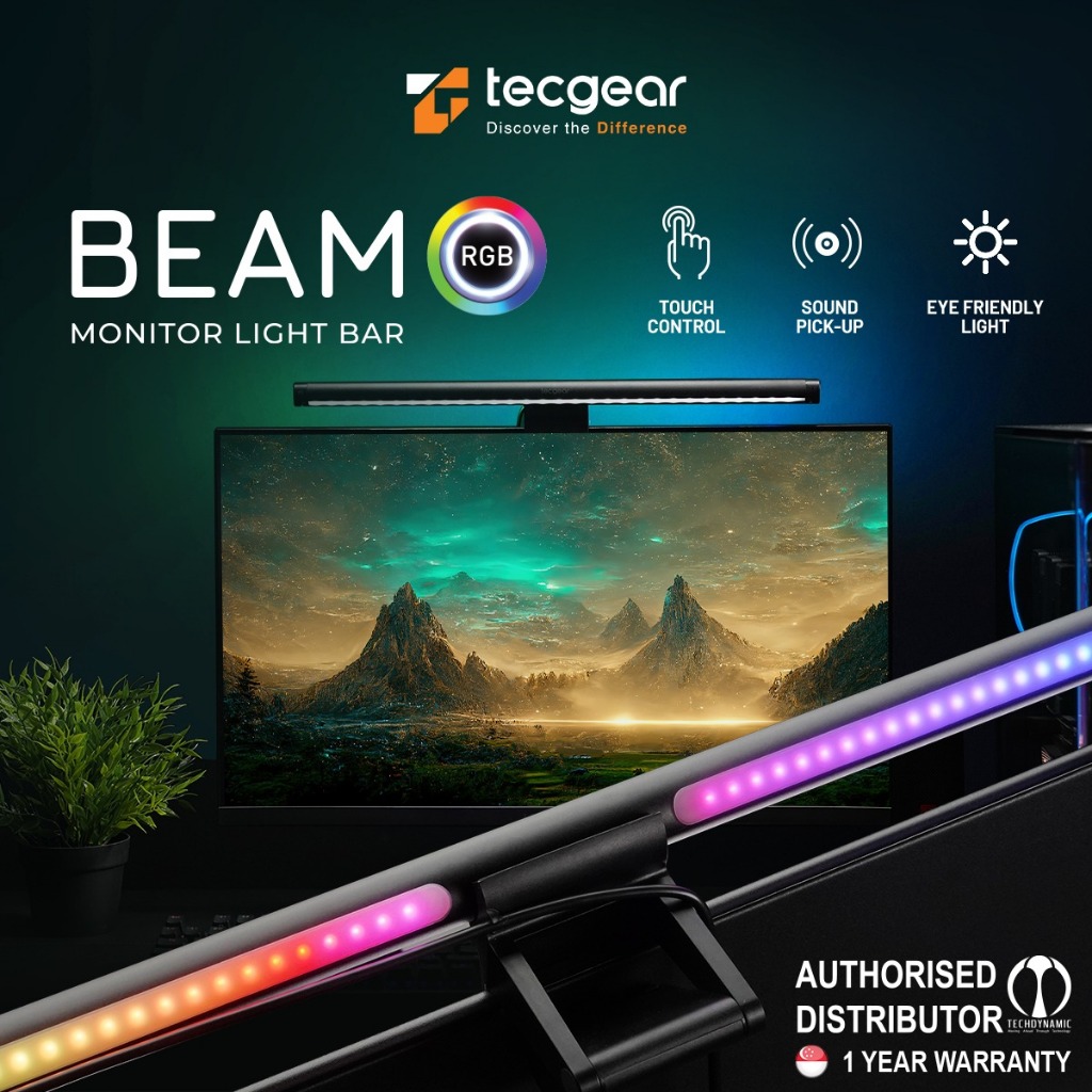 [SG] Tecgear Beam Monitor Light Bar with RGB Light, Reading Desk Lamp ...