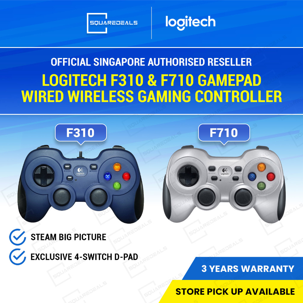 Logitech G F310 Wired Gamepad Controller Console Like Layout 4 Switch D-Pad  PC - Blue/Black