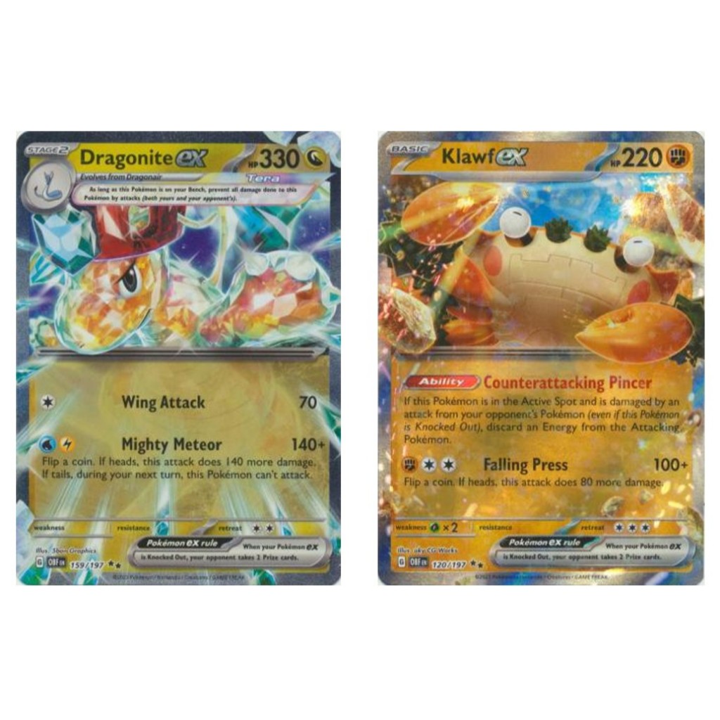 English Pokemon Card Dragonite ex - 159/197 /Klawf ex - 120/197 Ultra Rare  Scarlet & Violet: Obsidian Flames Singles | Shopee Singapore