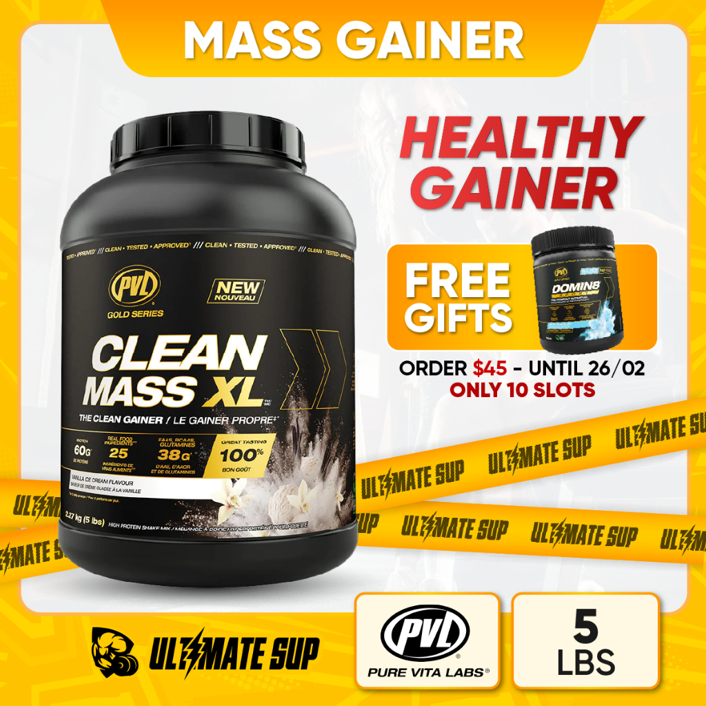 PVL Clean Mass XL, Weight Gainer Protein Powder, EAAs, BCAAs