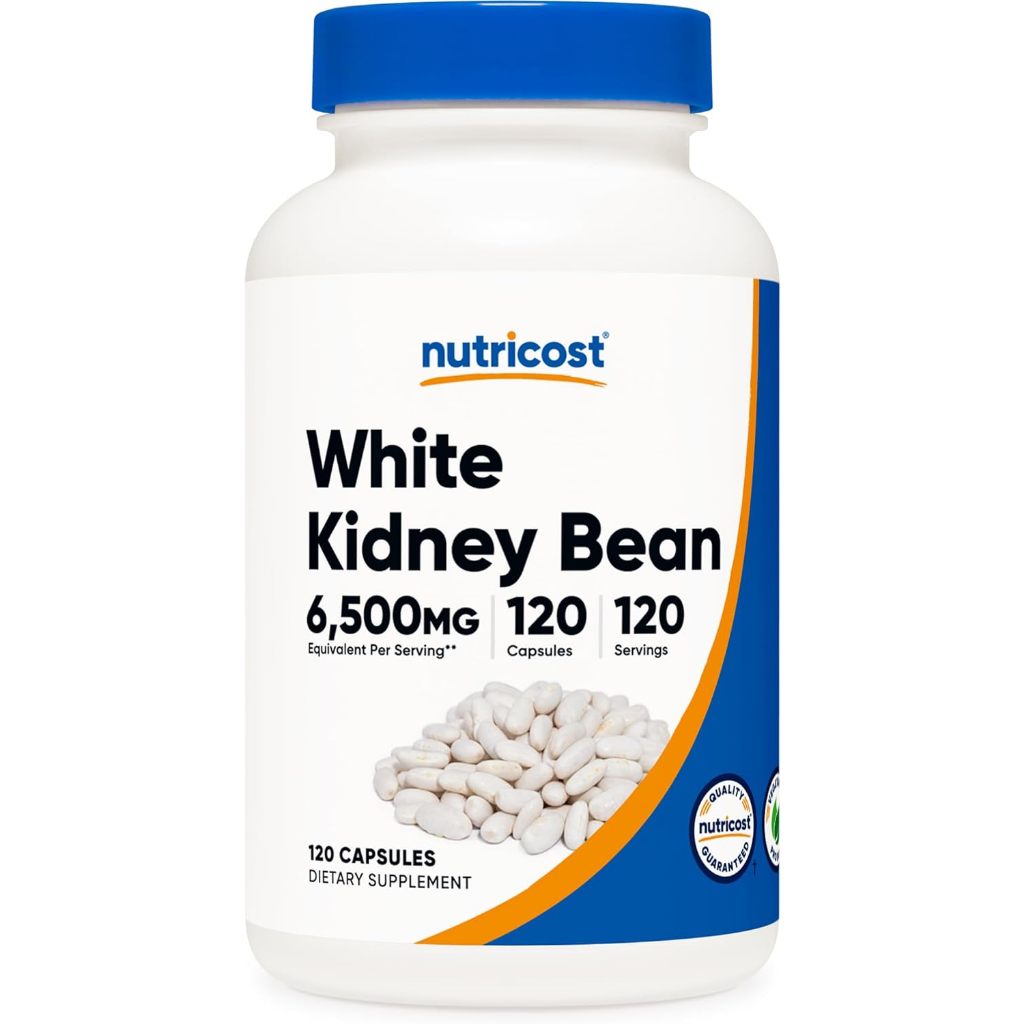 Nutricost White Kidney Bean Extract Capsules 6,500mg 120 Capsules(Block ...