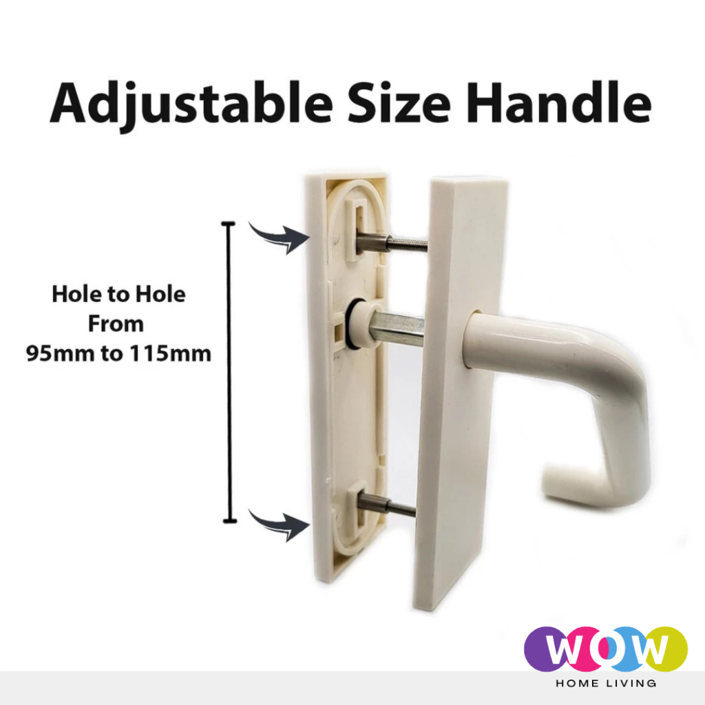 HDB PVC Bifold Toilet Door Handle Adjustable Size Hole to Hole