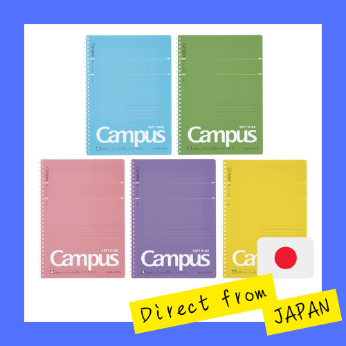 【Made in JAPAN】 KOKUYO Campus Soft Ring Notebook, 40 Sheets, B5, 5 ...