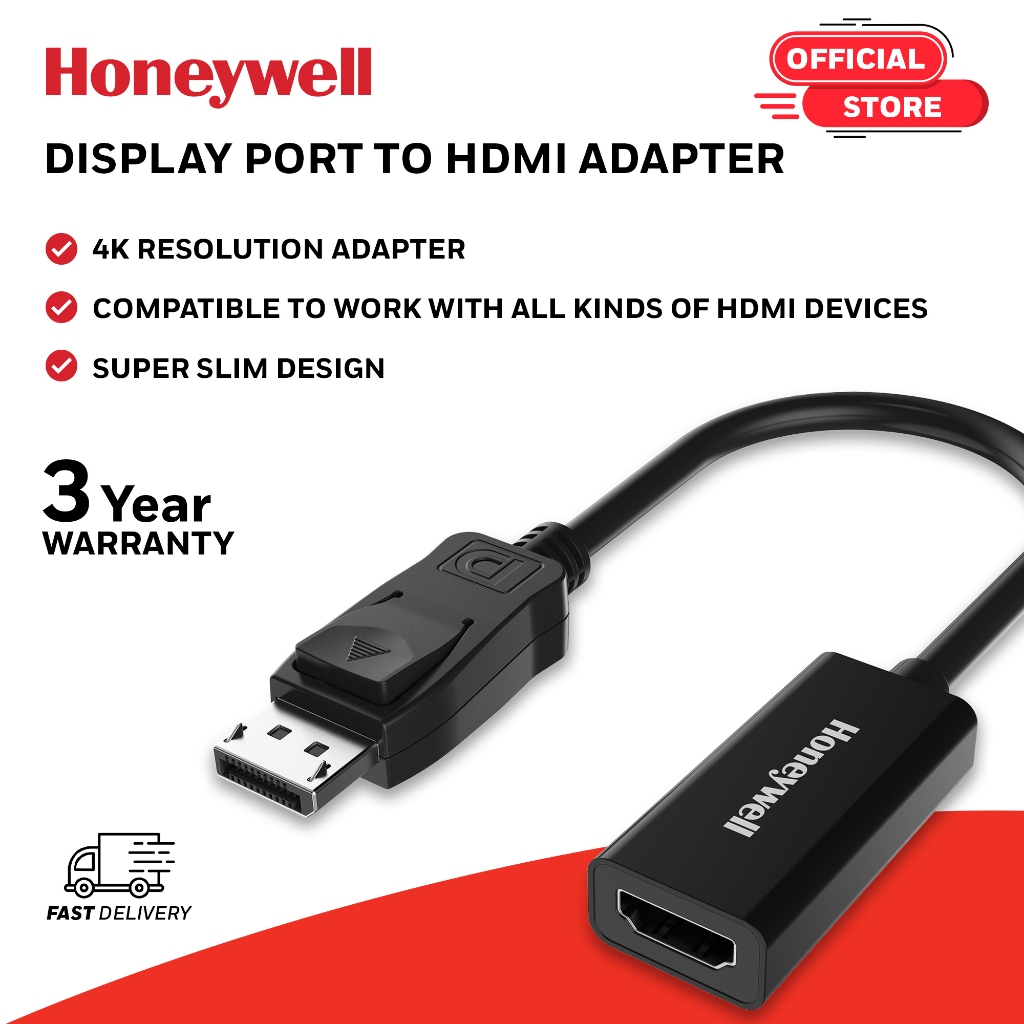 Honeywell Display Port to HDMI Adapter 4K 3D Resolution with Surround ...